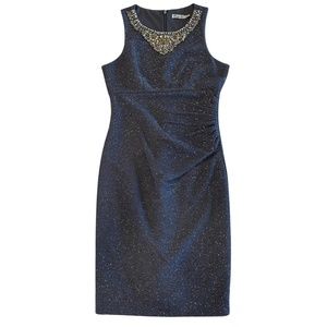 Eliza J Women's Sleeveless Glitter Dress with Jeweled Neckline Size 4
